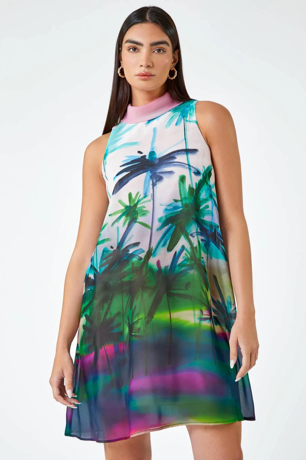 Green LIMITED Tropical High Neck Shift Dress 4 Green LIMITED Tropical High Neck Shift Dress - Image 2