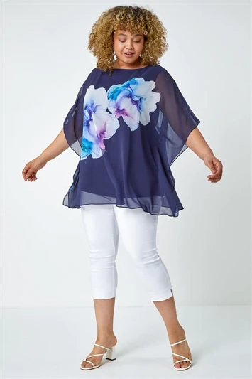 Blue Marble Print Asymmetric Overlay Top 4 Blue Marble Print Asymmetric Overlay Top - Image 2