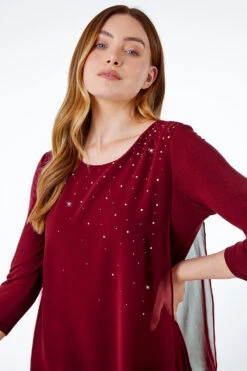 Wine Embellished Chiffon Overlay Top -Outlet Modi Qube Store 00e511f9 0a47 43cd abd5 5b8f765dc7e0