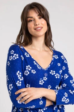 Blue Curve Floral Print Button Down Tie Top 9 Blue Curve Floral Print Button Down Tie Top -Outlet Modi Qube Store 01769101 e071 44d2 aecb dc1b9350cdec