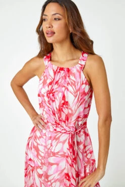 Pink Halter Neck Butterfly Print Dress -Outlet Modi Qube Store 01c91c01 28f6 4f51 8ae7 5fd997354a5d