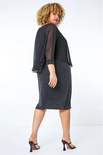 Black Curve Embellished Chiffon Overlay Dress 5 Black Curve Embellished Chiffon Overlay Dress - Image 3