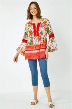 Stone Button Detail Aztec Print Top -Outlet Modi Qube Store 0338ec39 8b13 4142 ab38 bc251a8f6eb7