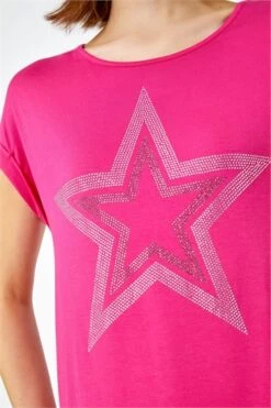 Cerise Sparkle Palm Print Cut Out T-Shirt