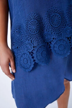 Navy Curve Lace Trim Tunic Dress -Outlet Modi Qube Store 061a5d17 df10 4db4 9ae4 e342f1f39fab