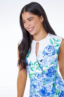 Blue Petite Floral Print Cold Shoulder Top -Outlet Modi Qube Store 09167a27 ee41 4907 a4fd 4e59375a7d58