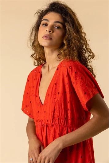 Fuchsia Embroidered Tiered Cotton Smock Dress 3 Fuchsia Embroidered Tiered Cotton Smock Dress