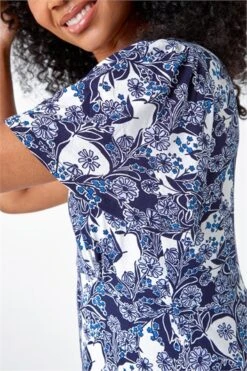 Blue Petite Floral Ruched Stretch Tea Dress -Outlet Modi Qube Store 09fecd86 38f6 4c17 a9a4 95d73bd8fa09