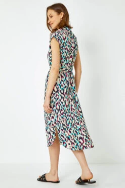 Pink Animal Print Midi Shirt Dress -Outlet Modi Qube Store 0aa75423 b5fe 46b2 bd3a 98c38285e9f0