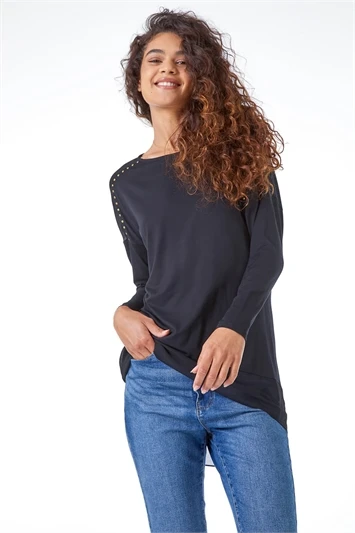 Grey Circle Print Asymmetric Hem Top 6 Grey Circle Print Asymmetric Hem Top - Image 4