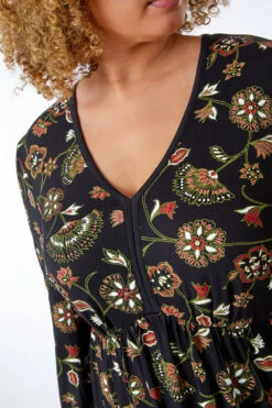 Black Curve Floral Stretch Dress -Outlet Modi Qube Store 0b9d384d 37be 4c1e bead c422c61ab9e2