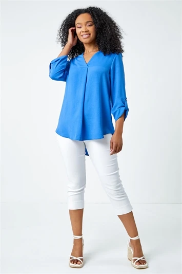 Blue Petite Burnout Stripe Top 6 Blue Petite Burnout Stripe Top - Image 4