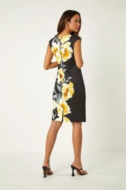 Black Floral Print Premium Stretch Dress -Outlet Modi Qube Store 0bc72c61 105b 424f bb94 edc69812fde2