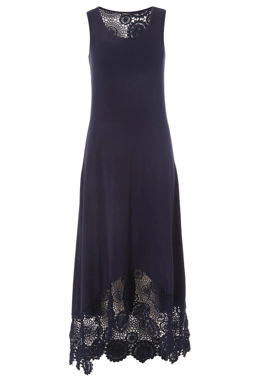Navy Crochet Hem Stretch Midi Dress 8 Navy Crochet Hem Stretch Midi Dress - Image 6