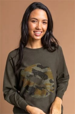 Khaki Camo Embellished Star Jumper -Outlet Modi Qube Store 0f82c7cc a440 40a1 8e5c b1cf8c1f2922