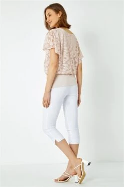 Light Pink Textured Animal Print Top