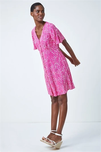 Pink Paisley Print Tie Detail Dress 4 Pink Paisley Print Tie Detail Dress - Image 2
