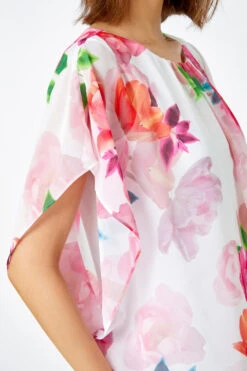 Ivory Floral Overlay Blouson Stretch Top -Outlet Modi Qube Store 12a675ff ca45 4f78 bd0e 31f3ef565eb0