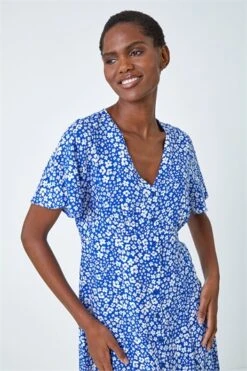 Blue Petite Leaf Print Midi Stretch Dress 9 Blue Petite Leaf Print Midi Stretch Dress -Outlet Modi Qube Store 12b6a67b 3e22 47e4 a290 88ae39165c66