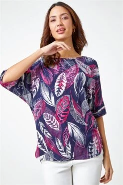 Orange Leaf Print Smock Tunic Top -Outlet Modi Qube Store 14222dc5 9fa9 428f 9a03 bcc72b066daf
