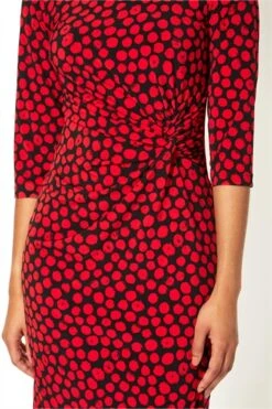 Red Abstract Spot Print Pocket Shift Dress