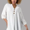 Ivory Curve Button Detail Tunic Top -Outlet Modi Qube Store 15a2dc11 82f9 462f 8447 cc02d976d7b5