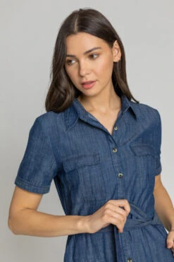 Blue Denim Pocket Detail Shirt Dress -Outlet Modi Qube Store 16faf742 49af 4a9f a175 7648b34a0bbd