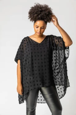 Black Curve Textured Spot Overlay Top -Outlet Modi Qube Store 17877bb3 5702 4be3 b8a8 6dbca1a70792