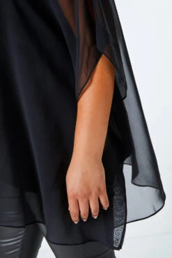 Black Curve Chiffon Overlay Top -Outlet Modi Qube Store 178c83ab 72ff 4ff0 9201 6649448cee60