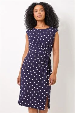 Polka Dot Print Stretch Dress -Outlet Modi Qube Store 1908b2bf 5b78 4676 9365 16b798618b66
