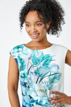 Navy Petite Premium Stretch Floral Shift Dress -Outlet Modi Qube Store 1918aa81 5394 4063 9f9e 1c32ba8bd00f