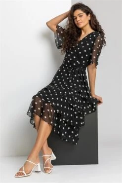 Red Polka Dot Print Sleeveless Dress -Outlet Modi Qube Store 193c054a 0495 4c08 8b12 b633472520b4