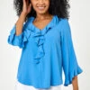 Blue Petite Flared Sleeve Frill Detail Blouse 2 Blue Petite Flared Sleeve Frill Detail Blouse -Outlet Modi Qube Store 1990b356 2435 4ac6 bf2c a8209743ccf9