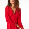 Red Sequin Trim Stretch Top -Outlet Modi Qube Store 19caeaa1 966d 49b3 9e8e ee2d9a7a69cc