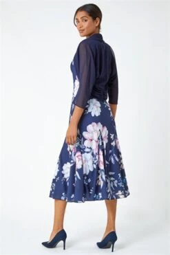 Navy Sleeveless Floral Print Bias Midi Dress -Outlet Modi Qube Store 1a1cb730 9a85 4700 a8f7 26140fc76993