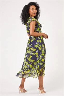 Blue Petite Floral Frill Hem Sleeveless Dress -Outlet Modi Qube Store 1a6f2681 a7d1 4753 9aae 18f93ff26a86