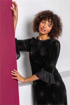 Black Velvet Sheer Sleeve Mini Dress -Outlet Modi Qube Store 1ac76855 c443 40df ae37 e23b9441ee19