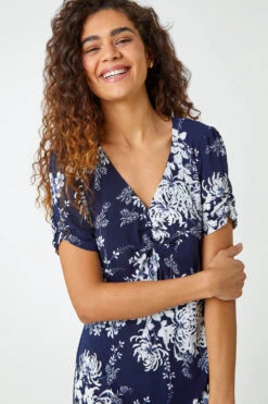 Navy Floral Print Frill Hem Dress -Outlet Modi Qube Store 1bbf4c40 d90d 459f b989 ae9ee9b1928e