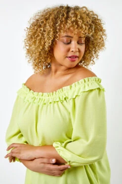 Lime Curve Frill Detail Bardot Top -Outlet Modi Qube Store 1d2e9a80 5cc9 42c7 a485 1aaa1969b0c0