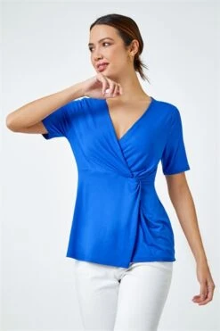 Royal Blue Chiffon Sleeve Stretch Jersey Top -Outlet Modi Qube Store 1e0a53b3 8a54 4c8e 8f3d bc5241f983fa