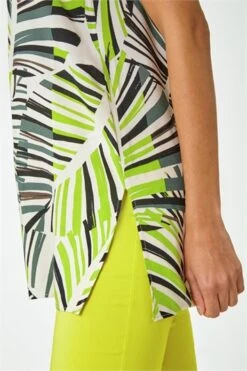 Black Printed Button Through Jersey Blouse