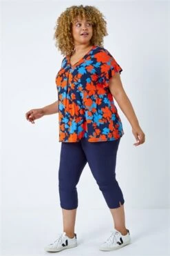 Orange Curve Floral Print Midi Wrap Dress -Outlet Modi Qube Store 200087ef 99c3 4093 a177 a1898f81a444