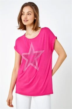 Cerise Sparkle Palm Print Cut Out T-Shirt -Outlet Modi Qube Store 21600be2 c573 4103 a68c b4837fae7618