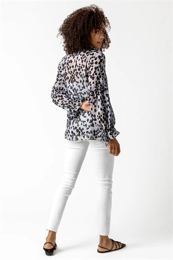 Ivory Shirred Animal Print Bardot Top 7 Ivory Shirred Animal Print Bardot Top - Image 5