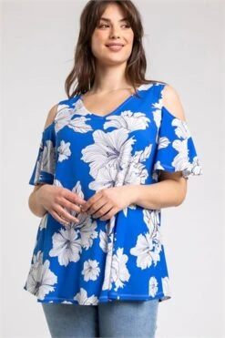 Blue Curve Abstract Cold Shoulder Top -Outlet Modi Qube Store 222836d3 dd74 4657 813e b3f99a746d96