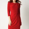 Red 3/4 Sleeve Twist Waist Dress -Outlet Modi Qube Store 2234b9f2 c6e4 4e04 9d0f a1e593f62718
