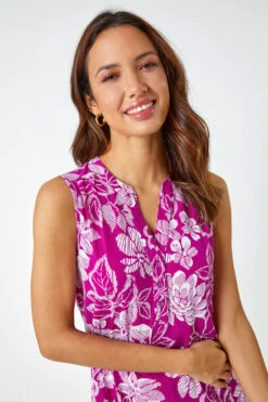 Magenta Textured Floral Print Sleeveless Top 10 Magenta Textured Floral Print Sleeveless Top -Outlet Modi Qube Store 224c21c7 a11c 46ce 95f6 240e1895f855