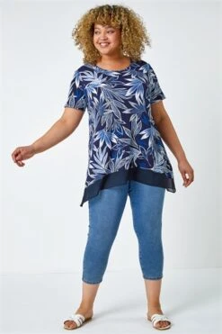 Lime Floral Print Chiffon Hem Jersey Top -Outlet Modi Qube Store 2254bc95 c96f 4d37 8c96 1514a7886c3f