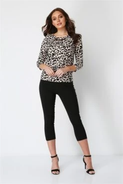 Brown Petite Animal Print Hanky Hem Top -Outlet Modi Qube Store 22d3c41a 357f 4adc 966c 3f5d69e66986