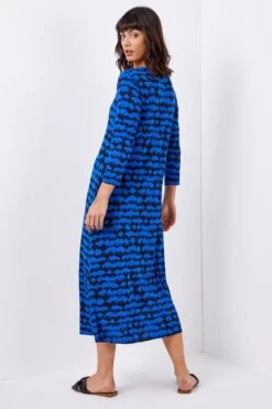 Royal Blue Tie Dye Pocket Jersey Midi Dress -Outlet Modi Qube Store 2386d422 5865 42fd b087 c4994617050f